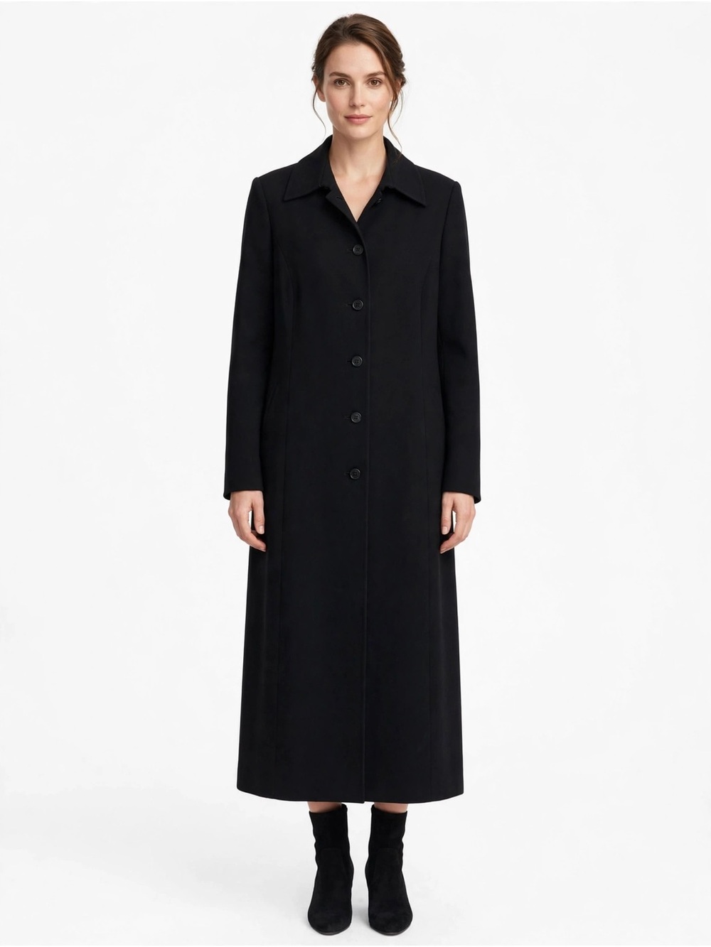 Marina Rinaldi Black Long Button Front Coat Size 23 Max Mara Made in Italy Plus